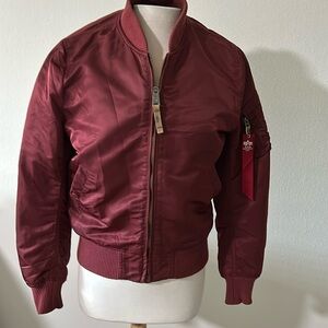 Alpha Industries burgundy Bomber jacket.